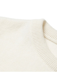 weißer und dunkelblauer horizontal gestreifter Pullover mit einem Rundhalsausschnitt von A.P.C.
