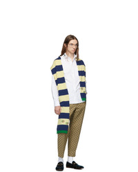 weißer und dunkelblauer horizontal gestreifter Schal von Gucci
