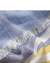 weißer und dunkelblauer horizontal gestreifter Schal von Loro Piana