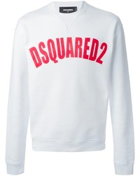 weißer und roter bedruckter Pullover mit einem Rundhalsausschnitt von DSQUARED2