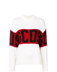 weißer und roter bedruckter Pullover mit einem Rundhalsausschnitt von Gcds