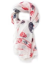 weißer und roter bedruckter Schal von Alexander McQueen