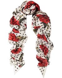 weißer und roter gepunkteter Schal von Dolce & Gabbana