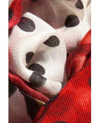 weißer und roter gepunkteter Schal von Dolce & Gabbana