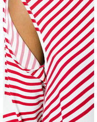 weißer und roter horizontal gestreifter Pullover mit einem Rundhalsausschnitt von MM6 MAISON MARGIELA