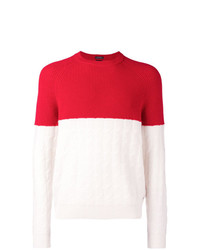 weißer und roter Pullover mit einem Rundhalsausschnitt von BOSS HUGO BOSS