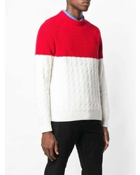 weißer und roter Pullover mit einem Rundhalsausschnitt von BOSS HUGO BOSS