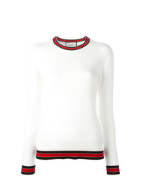 weißer und roter Pullover mit einem Rundhalsausschnitt von Gucci