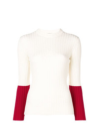 weißer und roter Pullover mit einem Rundhalsausschnitt von MAISON KITSUNE