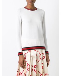 weißer und roter Pullover mit einem Rundhalsausschnitt von Gucci