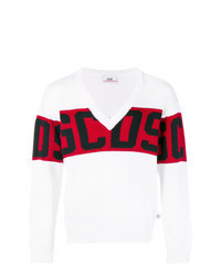 weißer und roter Pullover mit einem V-Ausschnitt