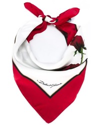 weißer und roter Schal mit Blumenmuster von Dolce & Gabbana