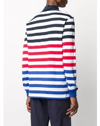 weißer und roter und dunkelblauer horizontal gestreifter Polo Pullover von Paul & Shark