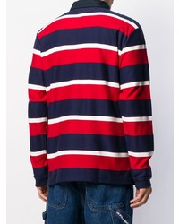 weißer und roter und dunkelblauer horizontal gestreifter Polo Pullover von Tommy Hilfiger