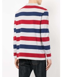 weißer und roter und dunkelblauer horizontal gestreifter Polo Pullover von Kent & Curwen