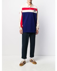 weißer und roter und dunkelblauer Polo Pullover von Gucci