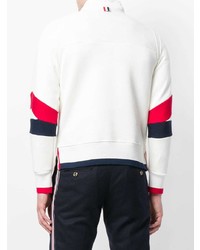 weißer und roter und dunkelblauer Pullover mit einem Rundhalsausschnitt von Thom Browne