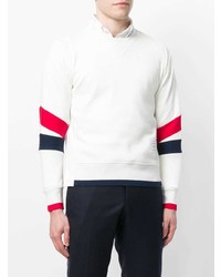 weißer und roter und dunkelblauer Pullover mit einem Rundhalsausschnitt von Thom Browne