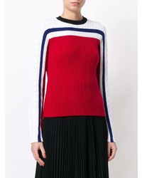 weißer und roter und dunkelblauer Pullover mit einem Rundhalsausschnitt von RED Valentino