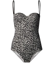 weißer und schwarzer Badeanzug mit Leopardenmuster von Prism