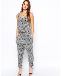 weißer und schwarzer bedruckter Jumpsuit von Pieces