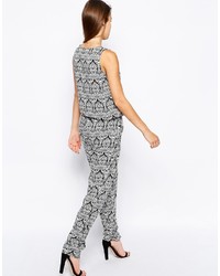 weißer und schwarzer bedruckter Jumpsuit von Pieces