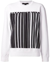 weißer und schwarzer bedruckter Oversize Pullover von Alexander Wang