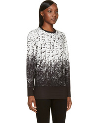 weißer und schwarzer bedruckter Oversize Pullover von Helmut Lang