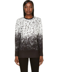 weißer und schwarzer bedruckter Oversize Pullover von Helmut Lang