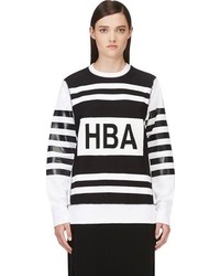 weißer und schwarzer bedruckter Oversize Pullover von Hood by Air