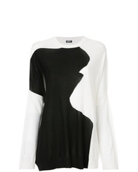 weißer und schwarzer bedruckter Oversize Pullover von Jil Sander Navy