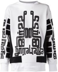 weißer und schwarzer bedruckter Oversize Pullover von Kokon To Zai