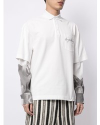 weißer und schwarzer bedruckter Polo Pullover von Feng Chen Wang