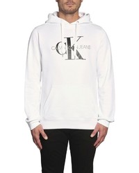 weißer und schwarzer bedruckter Pullover mit einem Kapuze von Calvin Klein Jeans