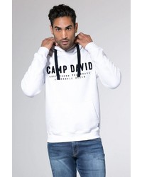 weißer und schwarzer bedruckter Pullover mit einem Kapuze von Camp David