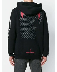 weißer und schwarzer bedruckter Pullover mit einem Kapuze von Marcelo Burlon County of Milan