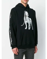 weißer und schwarzer bedruckter Pullover mit einem Kapuze von Marcelo Burlon County of Milan