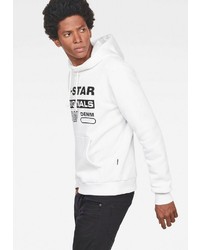 weißer und schwarzer bedruckter Pullover mit einem Kapuze von G-Star RAW