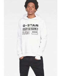 weißer und schwarzer bedruckter Pullover mit einem Kapuze von G-Star RAW
