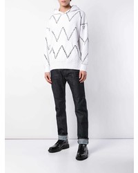 weißer und schwarzer bedruckter Pullover mit einem Kapuze von VISVIM