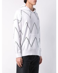 weißer und schwarzer bedruckter Pullover mit einem Kapuze von VISVIM