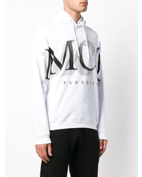 weißer und schwarzer bedruckter Pullover mit einem Kapuze von McQ Alexander McQueen