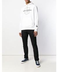 weißer und schwarzer bedruckter Pullover mit einem Kapuze von G-Star Raw Research