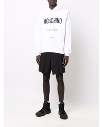 weißer und schwarzer bedruckter Pullover mit einem Kapuze von Moschino