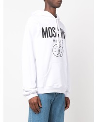 weißer und schwarzer bedruckter Pullover mit einem Kapuze von Moschino