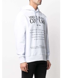 weißer und schwarzer bedruckter Pullover mit einem Kapuze von VERSACE JEANS COUTURE