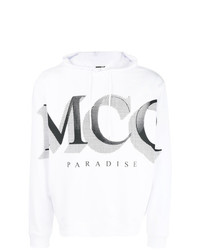 weißer und schwarzer bedruckter Pullover mit einem Kapuze von McQ Alexander McQueen