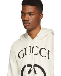 weißer und schwarzer bedruckter Pullover mit einem Kapuze von Gucci