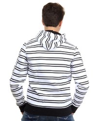weißer und schwarzer bedruckter Pullover mit einem Kapuze von R-NEAL