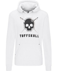 weißer und schwarzer bedruckter Pullover mit einem Kapuze von Tuffskull